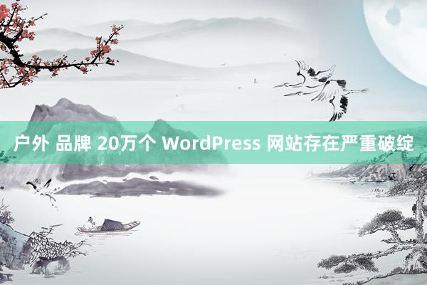 户外 品牌 20万个 WordPress 网站存在严重破绽